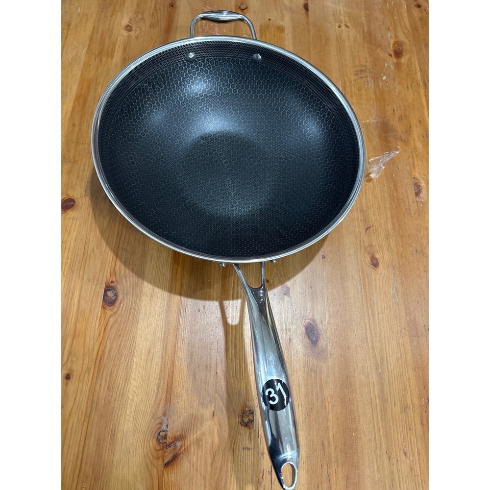 HexClad 12 Inch Hybrid Stainless Steel Wok Nonstick Stir Fry Pan No lid
